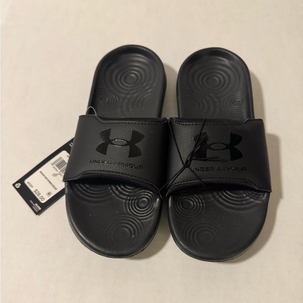 Under Armour Black Slide Sandals 5Y